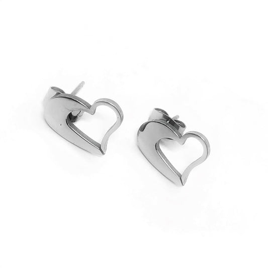 Cut Out Heart Stainless Steel Studs