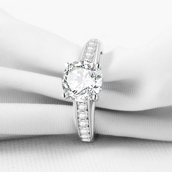 Daphne 2CT Solitaire Surprise Detail Cathedral IOBI Simulated Diamond Ring For Woman