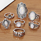 Indie Iridescent Opal Collection Boho Midi-Knuckle Rings Set of 7