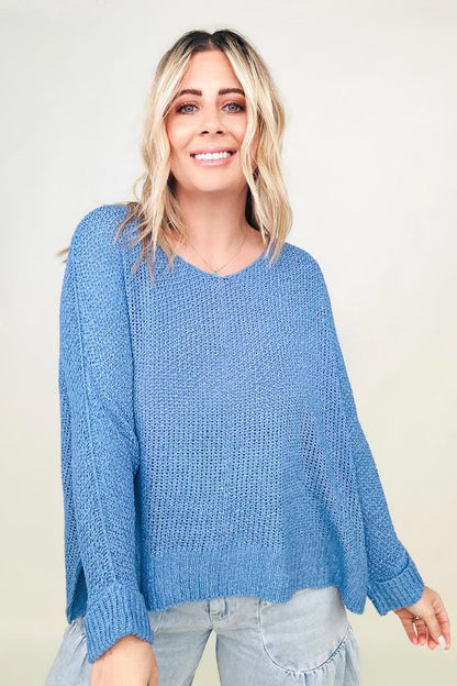 Petal Dew Round Neck Light Knit Sweater