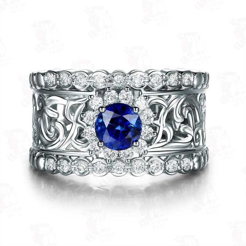 Léonie En Bleu .80CT Filigree Band IOBI Simulated Diamond Ring