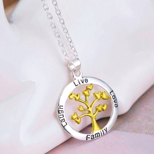 Live Love Laugh Family Tree Necklace for Woman Special Occasion Birthday Holiday Happy Family Event by Feshionn IOBI