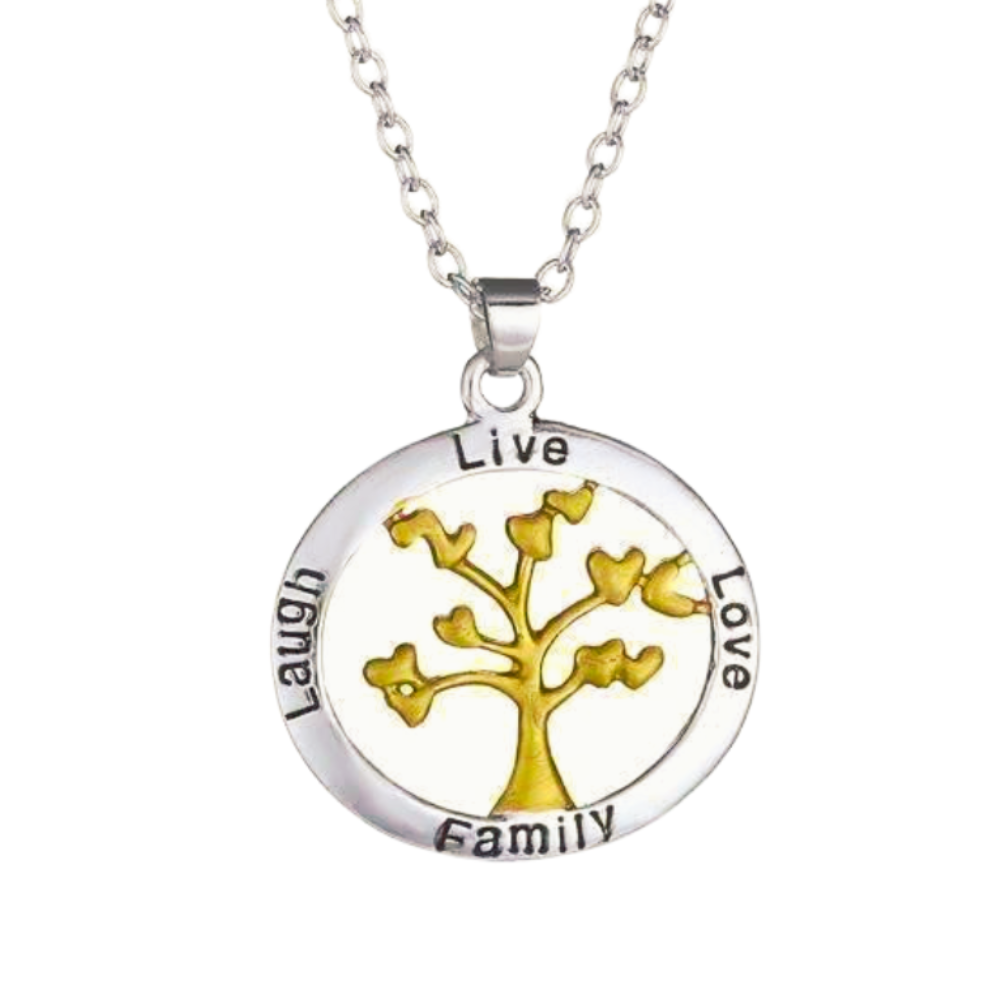 Live Love Laugh Family Tree Necklace for Woman Special Occasion Birthday Holiday Happy Family Event by Feshionn IOBI