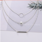 14K Gold Plated Circle Bead Bar Layered Chain Necklace For Woman
