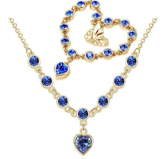 Linked Forever Crystal Heart Necklace and Bracelet Set