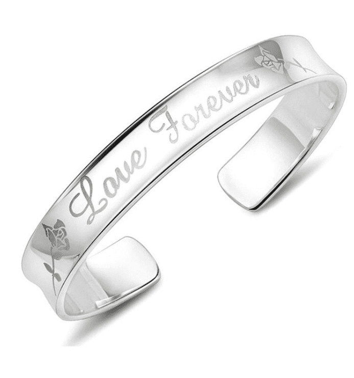 Love Forever Silver Cuff Bangle Bracelet for Woman