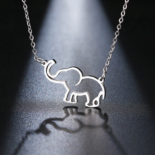 Lucky Elephant 316 Stainless Steel Trunk Up Pendant Necklace for Women