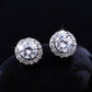 14K White Gold Plated Luxe Halo Crystal Stud Earrings For Woman