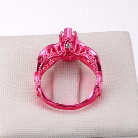 Metallic Pink Marquise Cut CZ Solitaire Ring
