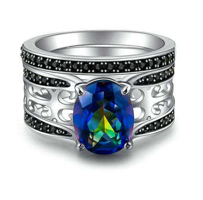 Mystical Moonlight CZ Engagement Ring Set
