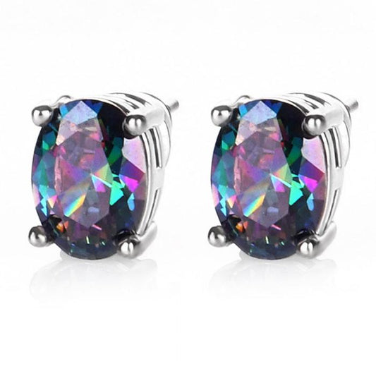 Mystique Simulated Topaz Solitaire Stud Earrings