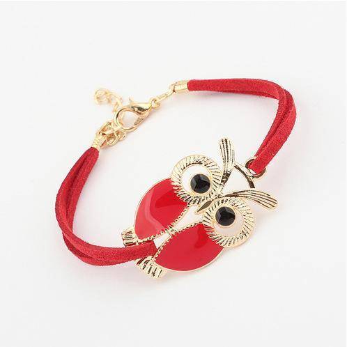 Enamel Owl Handmade Leather Friendship Bracelet
