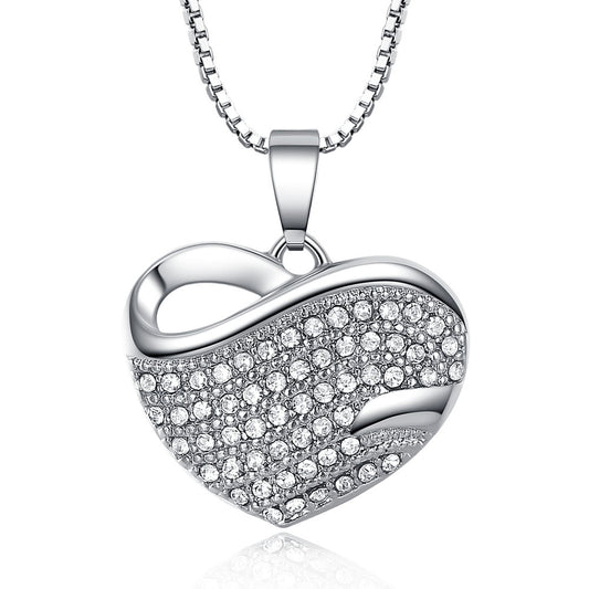 Bold Pavé Heart Sparkly Cz Gold Necklace for Woman