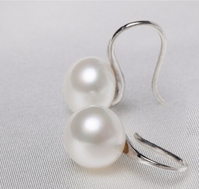 14K Gold Plated Naked IOBI Pearl Bead Hook Earrings for Woman Special Occasions