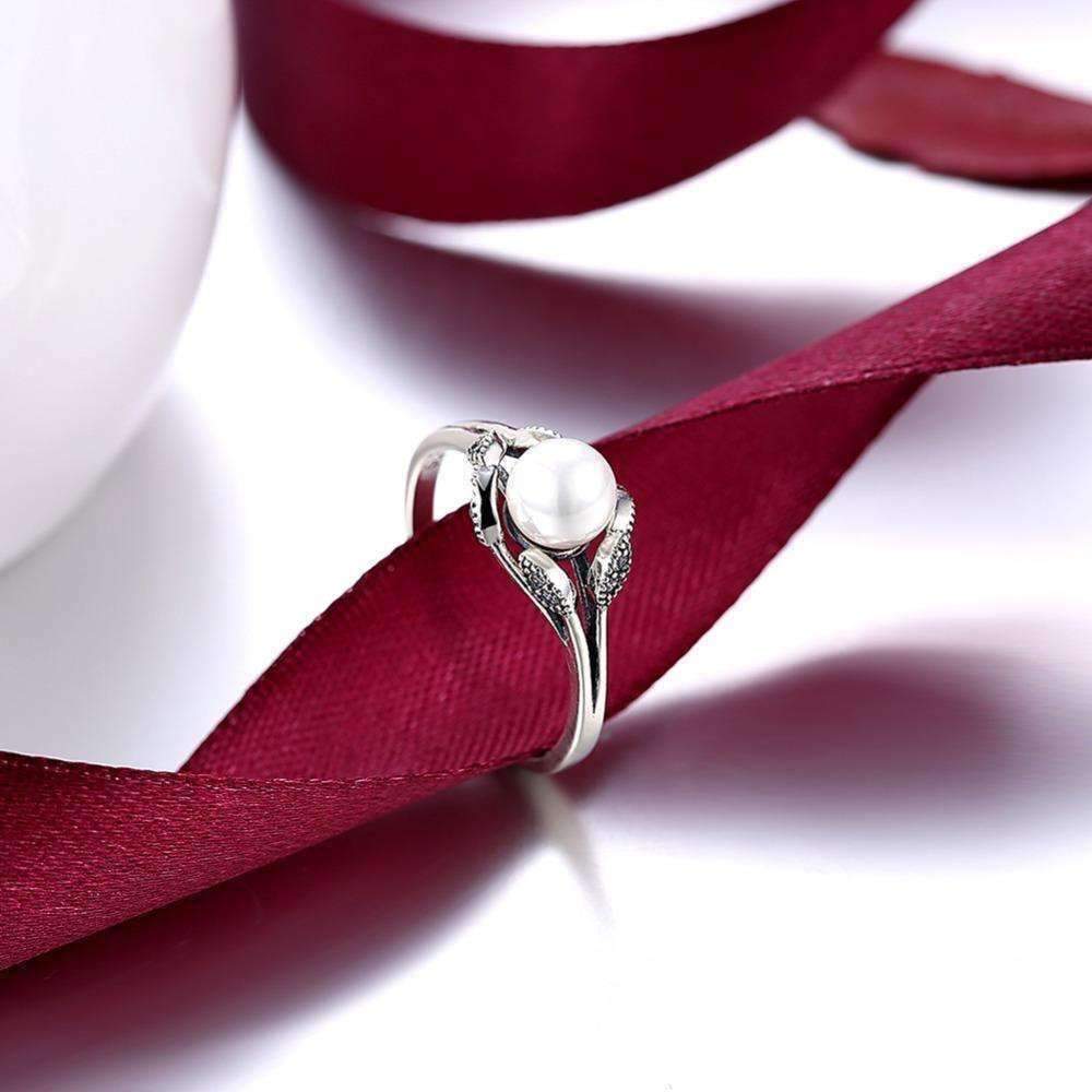 Pearl Blossom Petals and CZ Sterling Silver Ring for Women