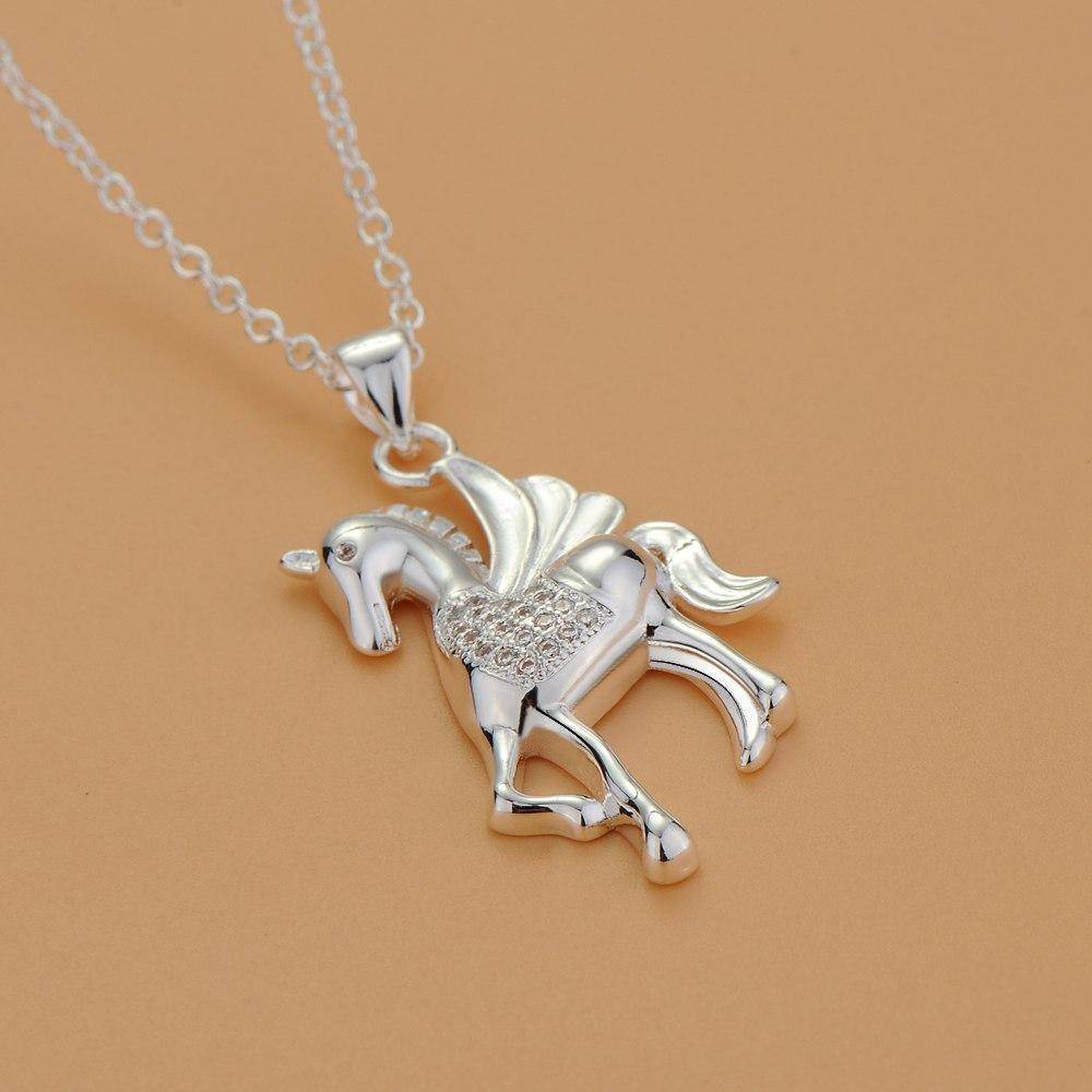 Pegasus Sterling Silver Necklace Pendant for Woman