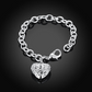 Stylish Puffed Heart Charm Rolo Link Bracelet For Woman
