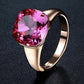 Perfectly Pink 11mm Cushion Cut Austrian Crystal Cocktail 18K Gold Plated Ring for Women