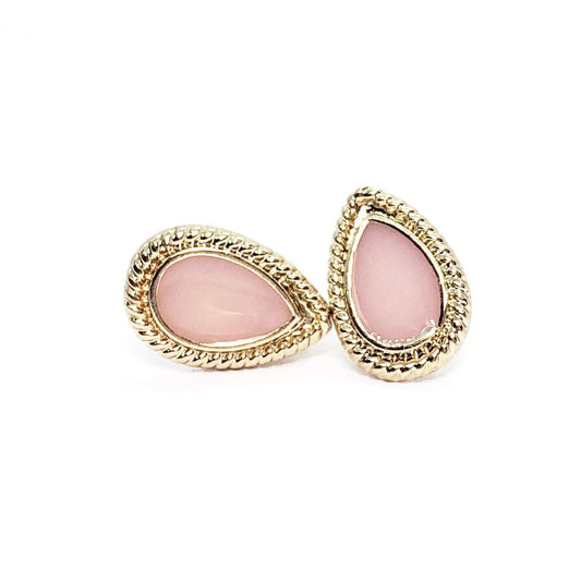 Dusty Pink Pear Button Stud Earrings