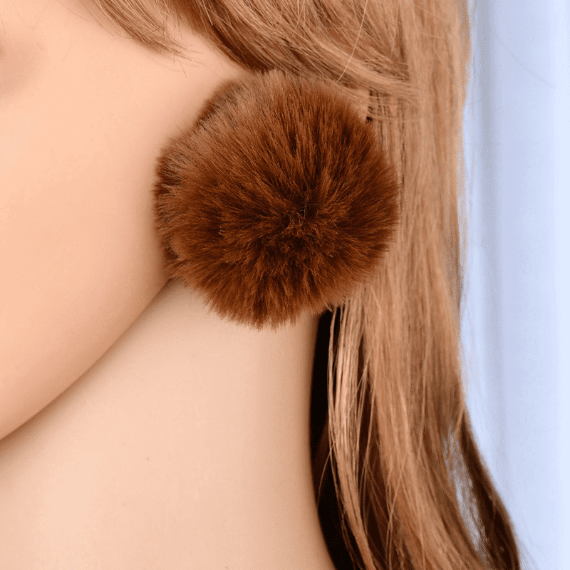 Ear Puffs Fuzzy Pom-Pom Stud Earrings