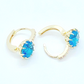 14K Gold Plated Pretty Aqua 3.5CTW CZ Solitaire Yellow Gold Hoop Earrings for Woman