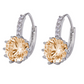 14K Gold Plated Pretty Peach 3.5CTW CZ Solitaire Hoop Earrings for Woman