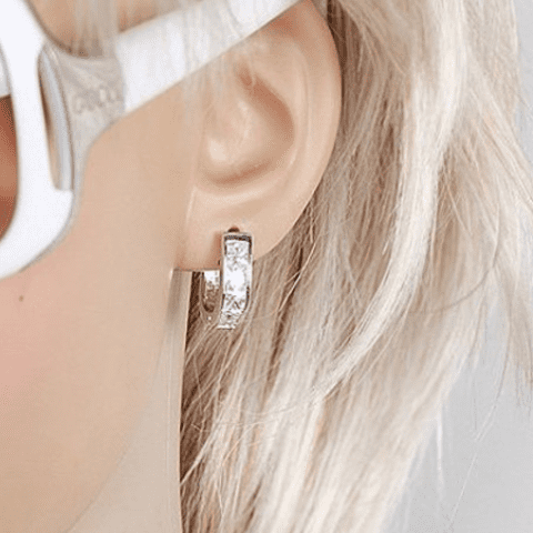 Princess Cut IOBI Crystals Oval Hoop Earrings