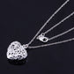 Cut Out Fancy Puffed Heart Silver Necklace For Woman