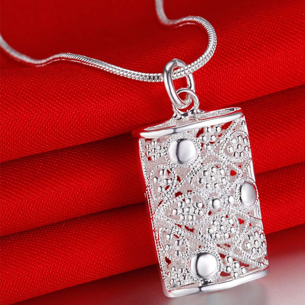 Ornamental Puffed Cylinder Sterling Silver Necklace