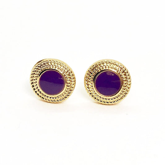 Violet Button Stud Earrings