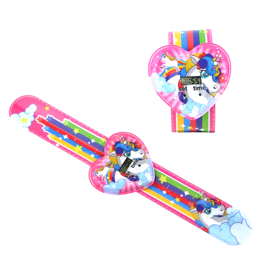 Rainbow Unicorn Girl Power Digital Wrist Watch Slap Bracelet - Kids Watch Holiday Birthday Gift