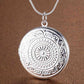 Round Embossed Sterling Silver Locket Necklace for Woman