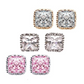 Royal Princess 7mm Cut Simulated White Or Pink Sapphire 14K Gold Plated Stud Earrings for Women