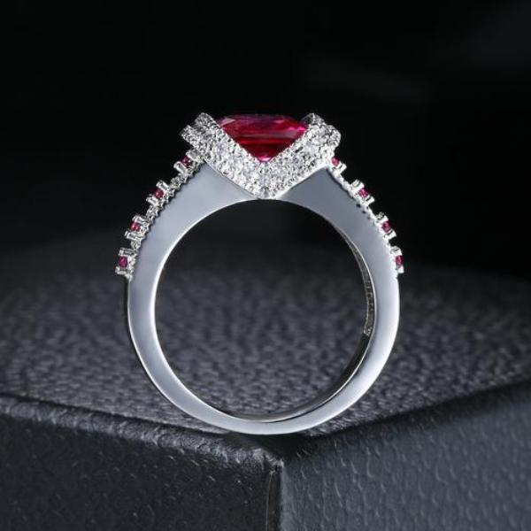 Fiery Pink Cushion Cut CZ Solitaire Ring