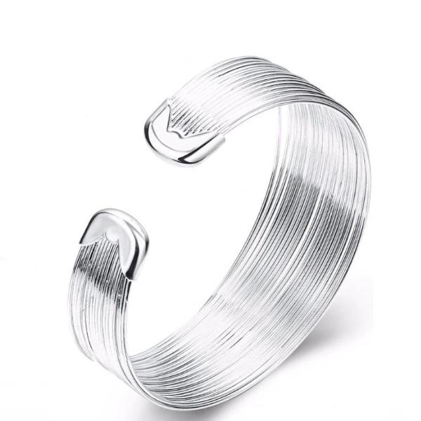 Silky Threads Silver Adjustable Flexible Bold Bracelet For Woman
