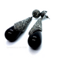 Draped Black Turkish Crystal Raindrop Earrings for Women