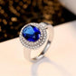 Princess Blue Zirconia Double Halo Ring