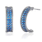 Blue Crystal Encrusted Half Hoop Earrings