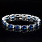 Sapphire Blue Oval Austrian Crystal Tennis Bracelet in 14K White Gold for Women
