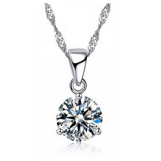 Crystal Solitaire Round Cut Necklace Pendant For Woman