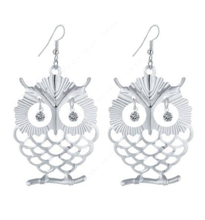 Dangling Owl Earrings in Gold or Silver