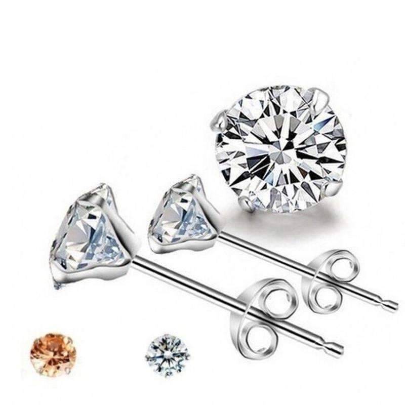 Four Prong Sterling Silver Martini Set CZ Stud Earrings for Women