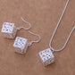 Be Square Silver Necklace & Earrings Set