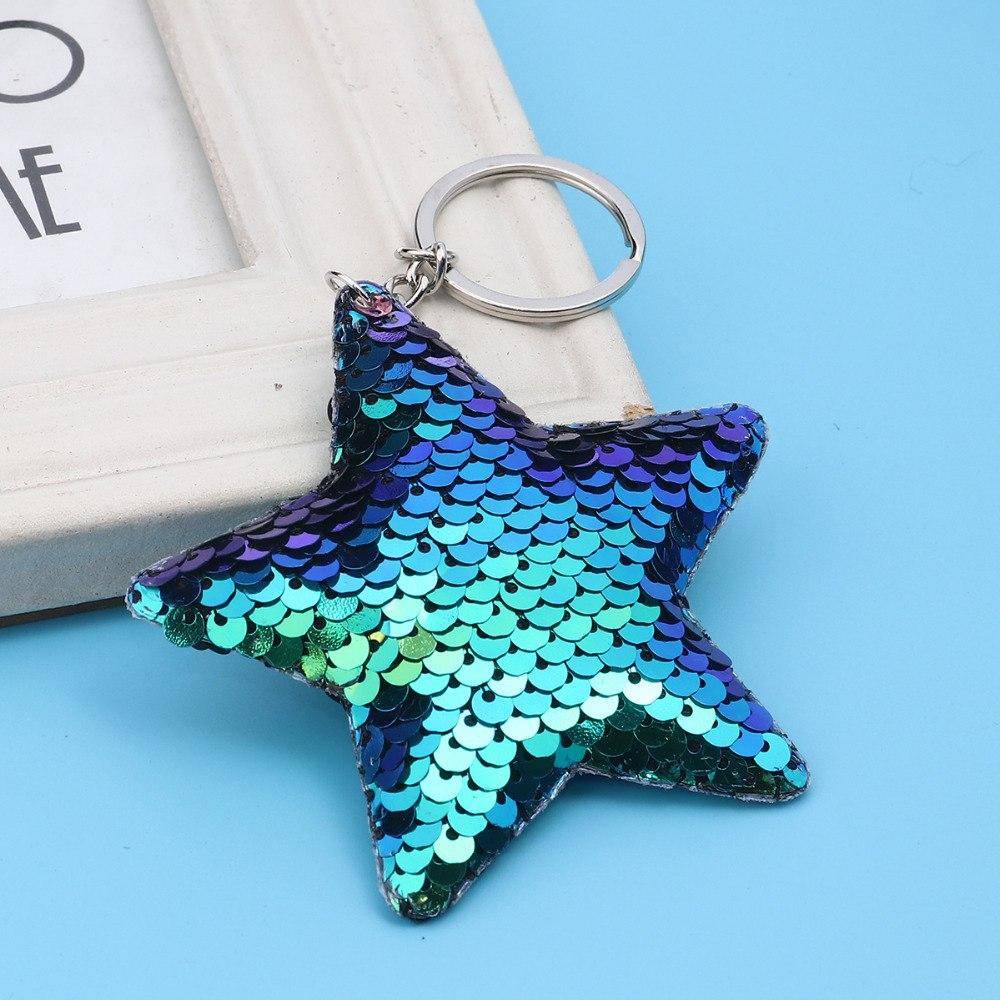 Sequin Star Purse Charm Keychain - In Two Colors