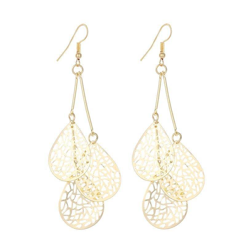 Dangling Mesh Drops Earrings in Gold or Silver for Women