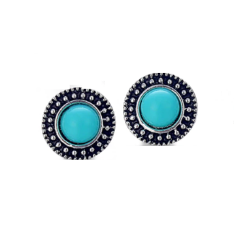 Sun Totem Turquoise Stud Earrings