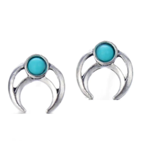 Crescent Totem Turquoise Stud Earrings