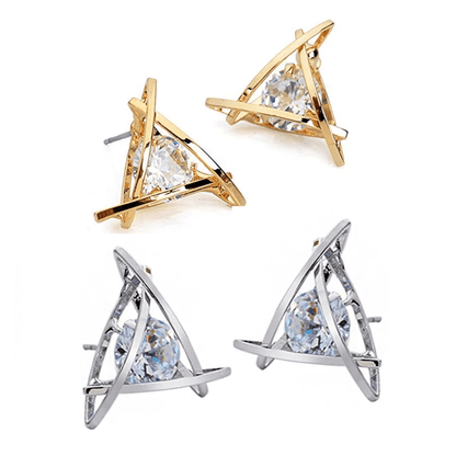 Captured Crystals Triangle Earrings