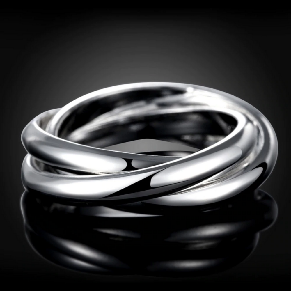 Trinity Silver Interlocked Rolling Rings for Women