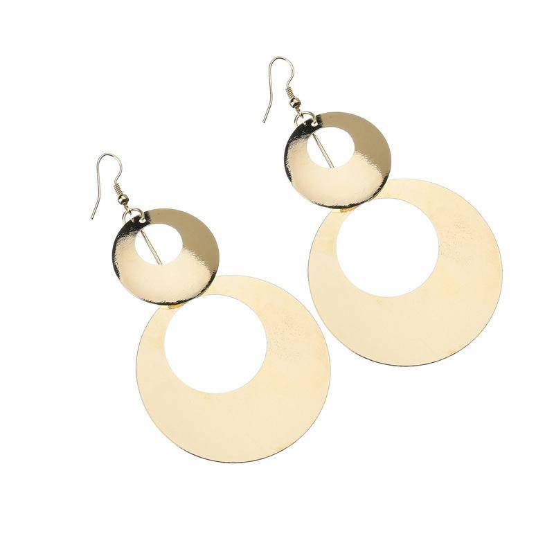 Dangling Double Disc Earrings in Gold or Silver